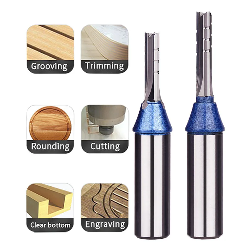 Dreanique 1PC TCT Trimming Router Bit 1/2 Shank 3 Flutes Straight CNC Carbide Milling Cutter For Plywood Chipboard MDF Wood