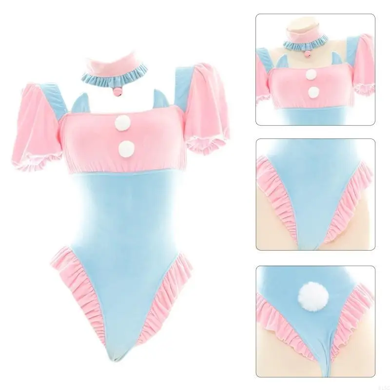 

Bunny Girl Bodysuit Rabbit Blue Pink Cosplay Costumes，Sexy uniform, sexy high fork plush bunny suit