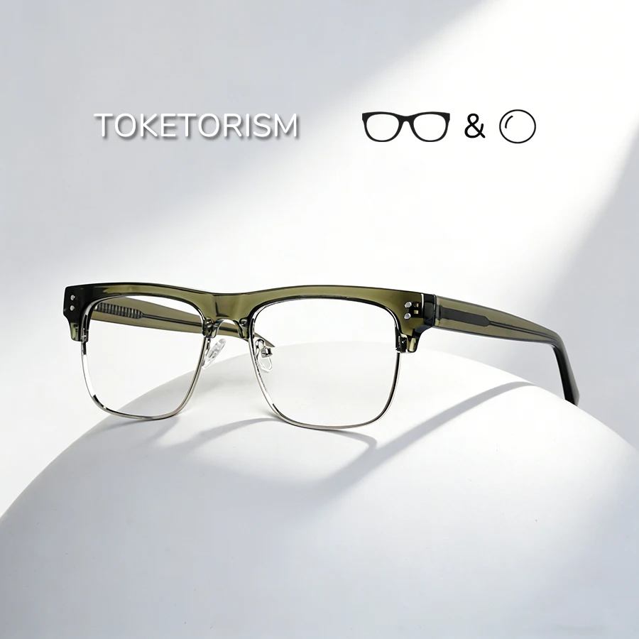 

Toketorism Half Frame Vintage Men's Eyeglasses Reading Glasses For Women Computer Eyewear