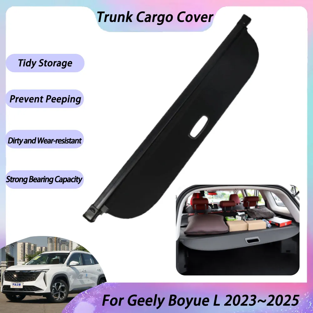 

For Geely Boyue L FX11 2023 2024 2025 Rear Trunk Cargo Cover Luggage Security Boot Tray Mat Organizer Box Shield Shade Curtain