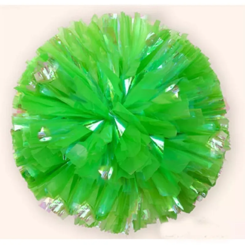 1PC Plastic Handle Metallic Shine Streamer Pompoms Cheerleading Cheer PomPom Ball Cheering Dance Decorator Club Sport Supply