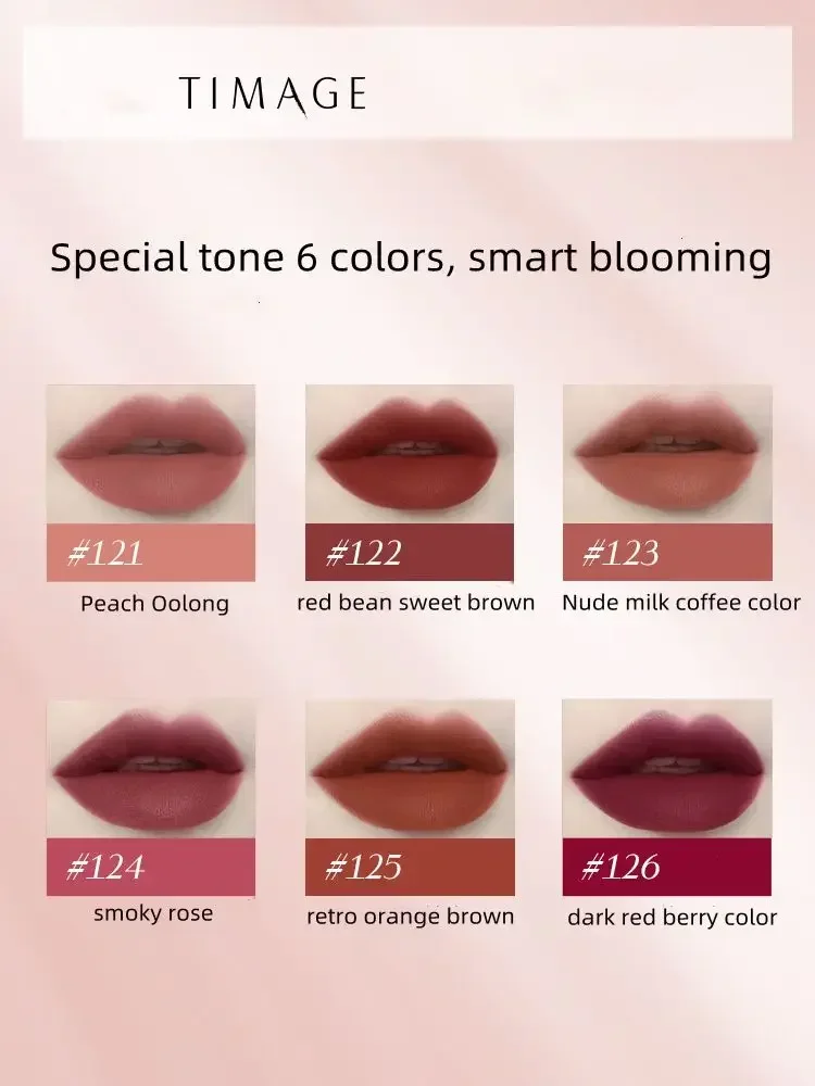 TIMAGE-pintalabios líquido con flores de Begonia, brillo de labios mate de terciopelo, maquillaje femenino, resistente al agua, cosmético de belleza rara de larga duración