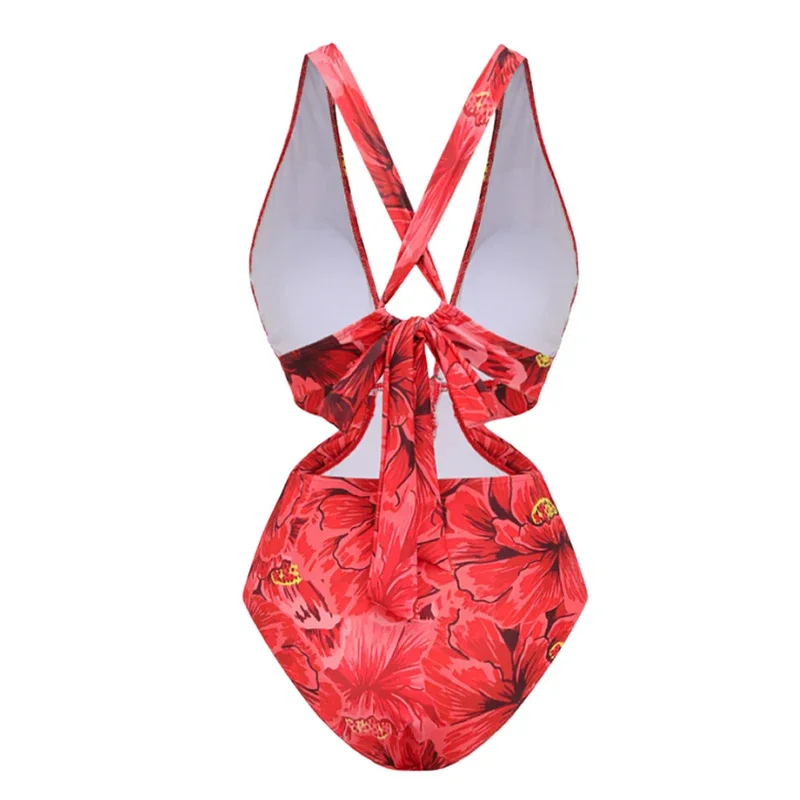 2025 Nieuw bedrukt badpak met cover-up dames bloemen badmode sexy badpak bikini's vrouwelijke bodysuit badpak strandkleding