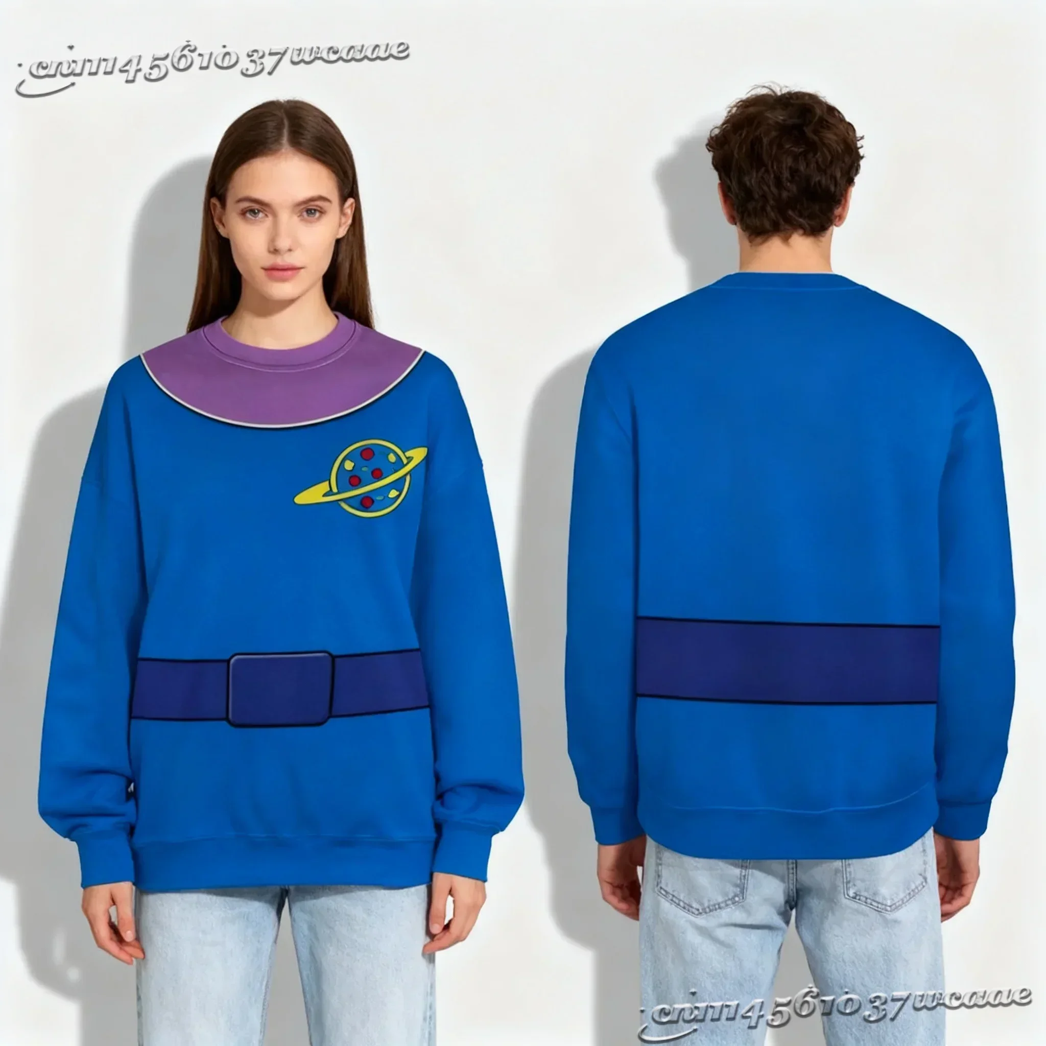 2026 /27 New Cosplay Toy Movie Space Alien Cartoon Print Crewneck Sweatshirt Streetwear Unisex Top FamilyMatching