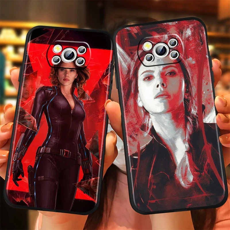 Scarlett Johansson Black Widow For Xiaomi Mi Poco F5 F4 F3 X6 X5 X4 X3 M6 M5 M5S M4 M3 C65 Pro GT NFC 5G Black Cover Phone Case