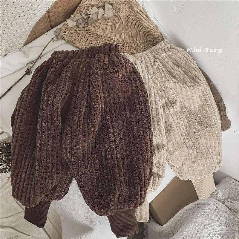 Boys and Girls Winter Casual Pants Baby Foreign Style Children's Personality Korean Version Chenille Thickened Velvet Leggings