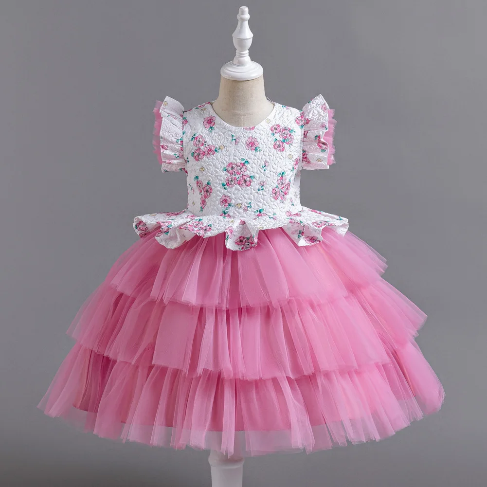 

Girls Princess Tulle Cake Dress, Puffy Skirt for Pageant & Fashion Show, Elegant Performance Gown for Piano & Children’s Day