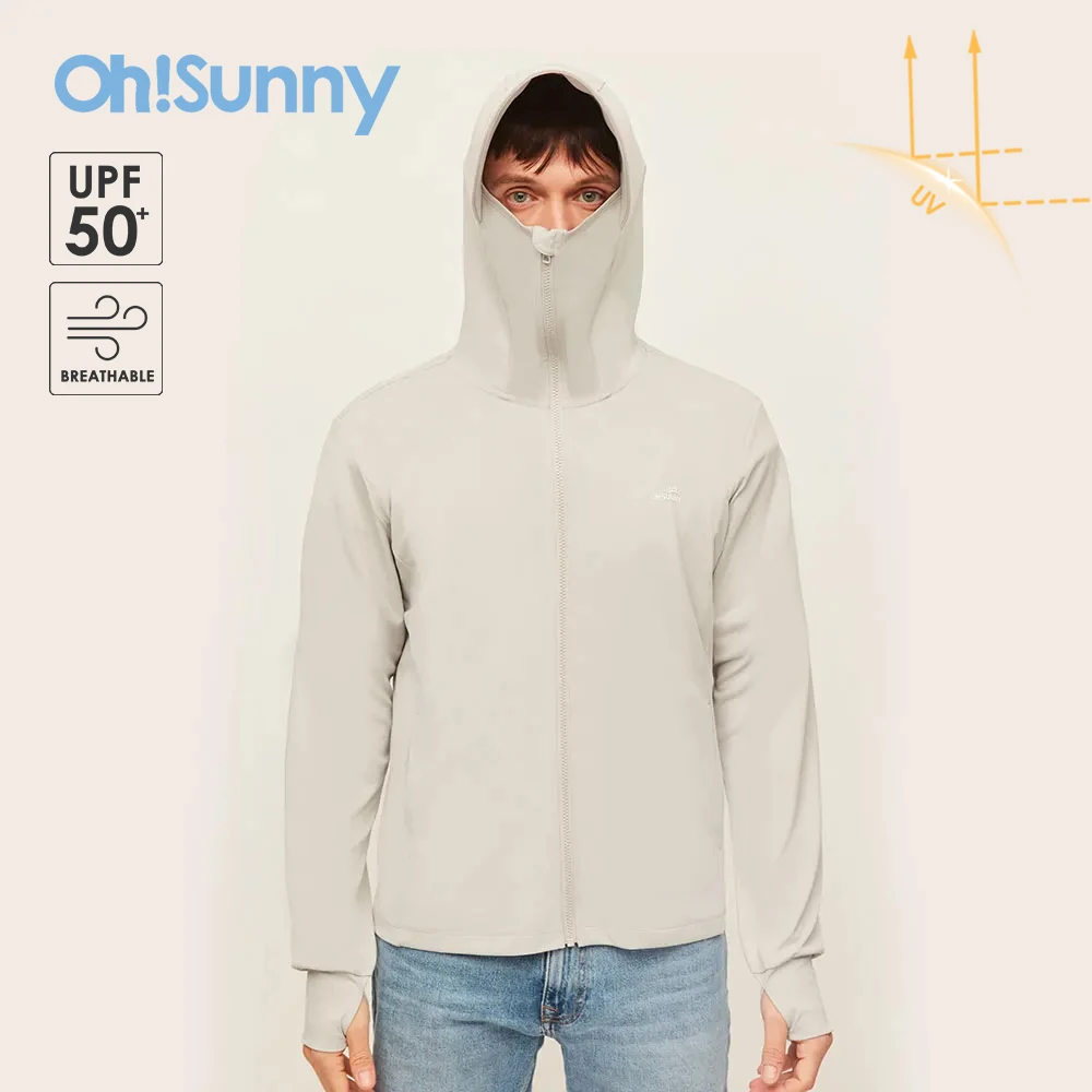 

OhSunny Men Jacket Long Sleeve Outwear Breathable Anti-UV UPF 50+ Clothing Sports Skin Protective Coat for Outdoor Sunscreen