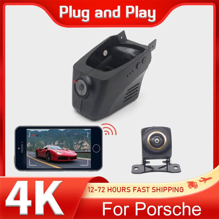 Cámara de salpicadero DVR para coche, dispositivo de fácil instalación, 4K, Plug And Play, Wifi, para Porsche Panamera 970 Cayenne 958 718 982 982c Macan 95B 991