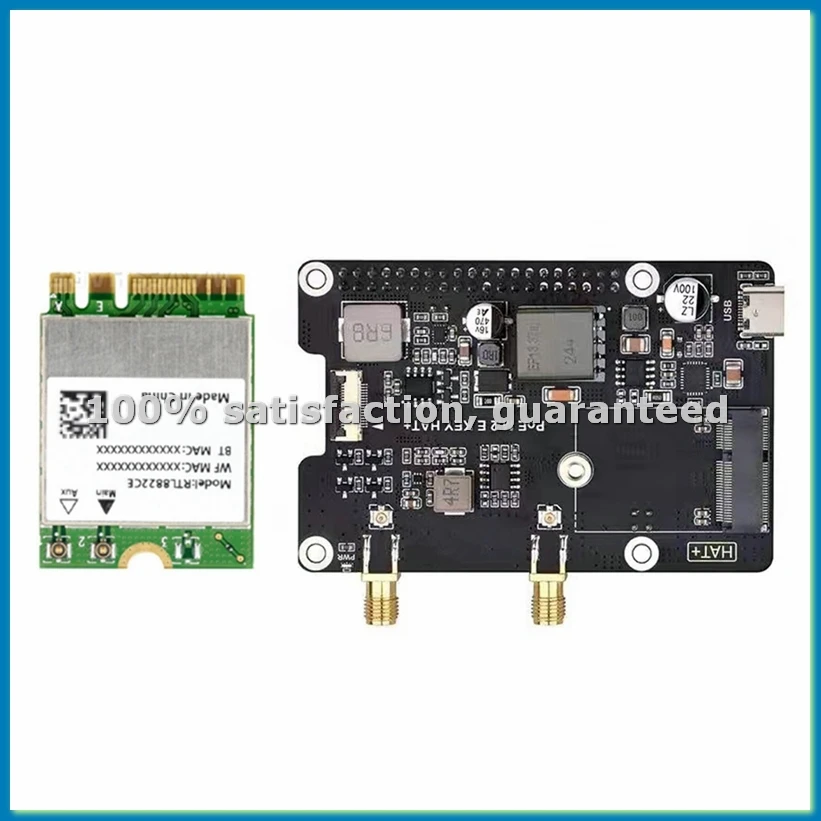 For 5 PCIe to M.2 E KEY with PoE HAT+ Expansion Board RTL8822CE Dual Band Wireless Network Card for RPI 5-BCBW