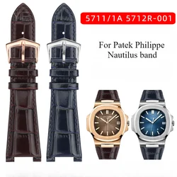 For Patek Philippe Sport Elegance Series Nautilus Men's PP5711 5712G Concave and Convex Cow Leather Watch Strap