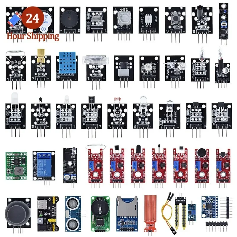 For Arduino 45 Kinds of Sensors Digital Temperature Humidity RGB LED Soil Buzzer Sound Ultrasonic Sensor Module UNO R3 MEGA2560