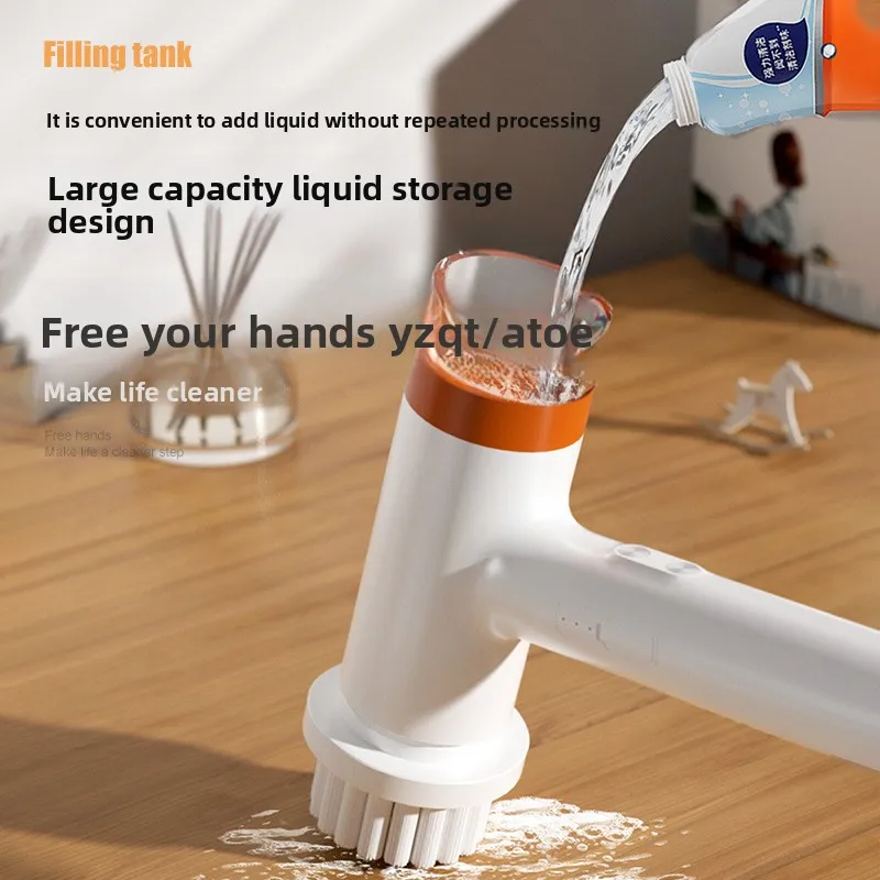 New multi-function wireless electric cleaning brush, multi-brush head replacement gap brush, kitchen floor brush