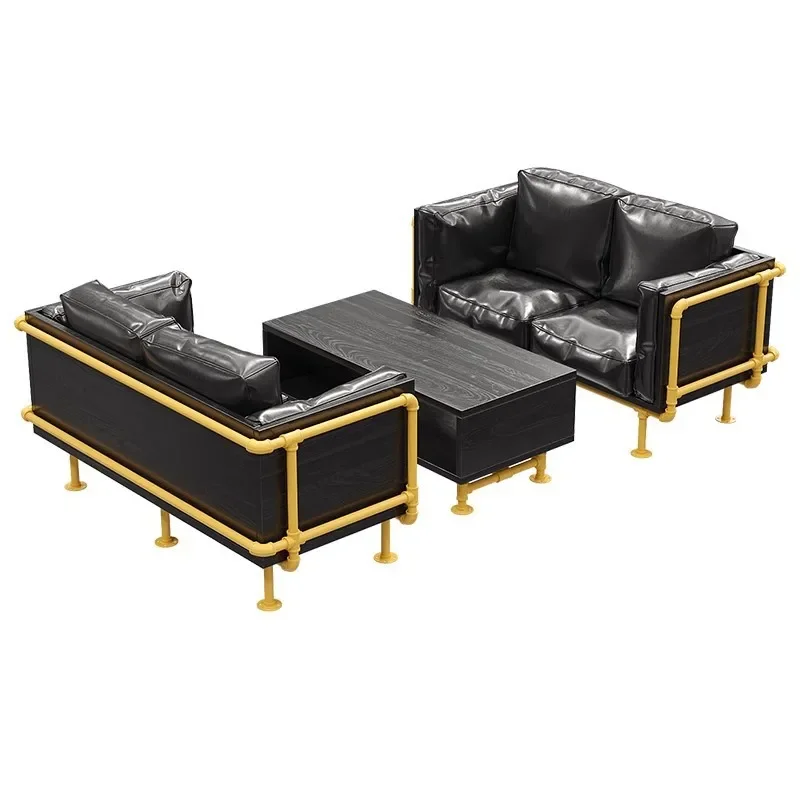 

Industrial style sofa coffee table combination bar clear bar wrought iron cafe restaurant creative retro water pipe card seat