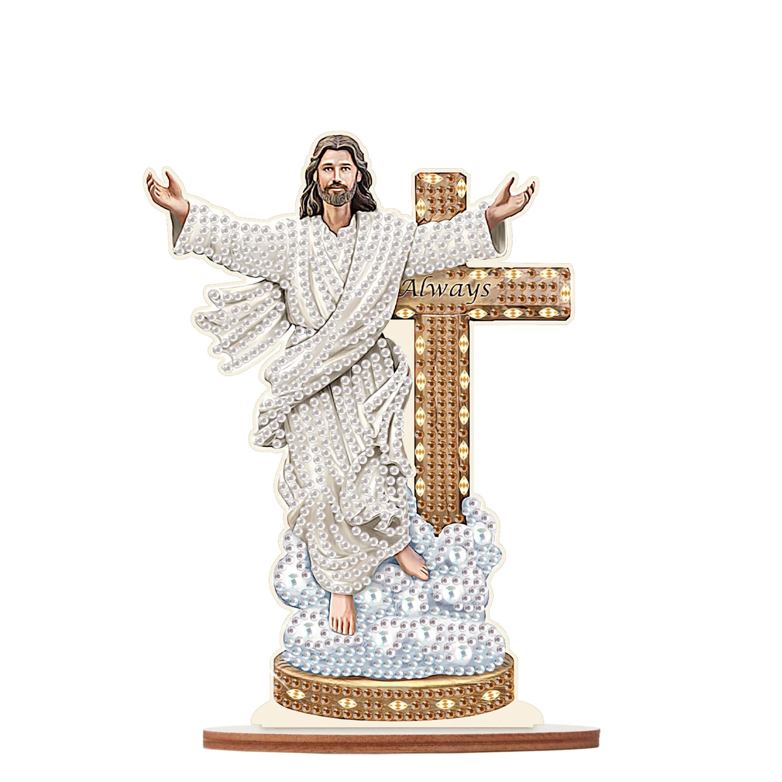 Irregular Shape Jesus Diamond Art Painting Desktop Display Kit, Mosaic Arts Crafts for Home Table Decoration