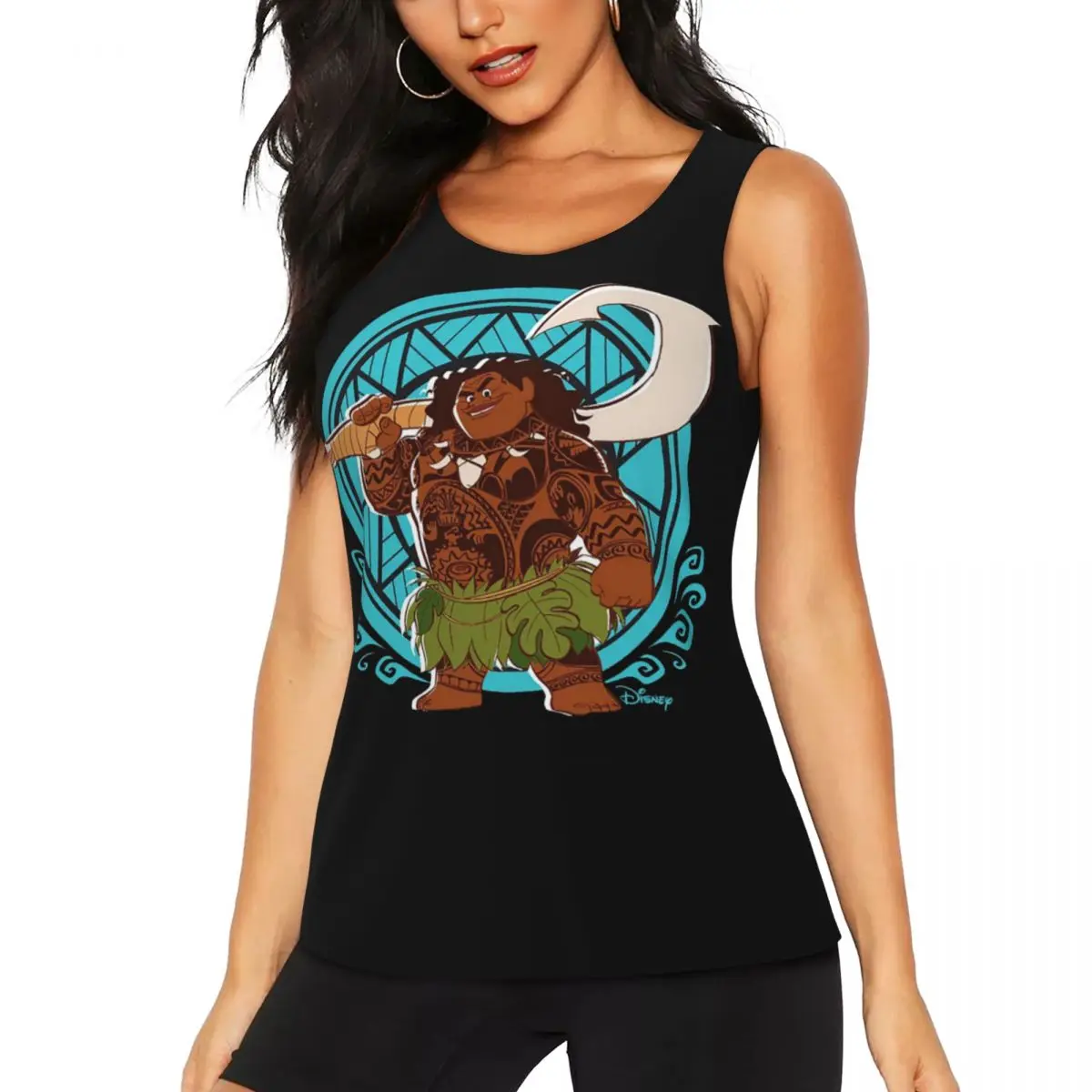 

Custom Women Moana Halbgott Maui Pattern Workout Yoga Shirts Quick Dry Gym Running Tank Tops