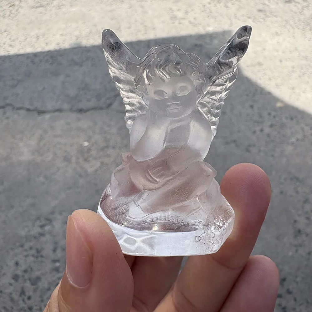 Custom White Crystal Angel Crystal Carving Gemstone Figurine Healing Stone Home Decor Collector Edition