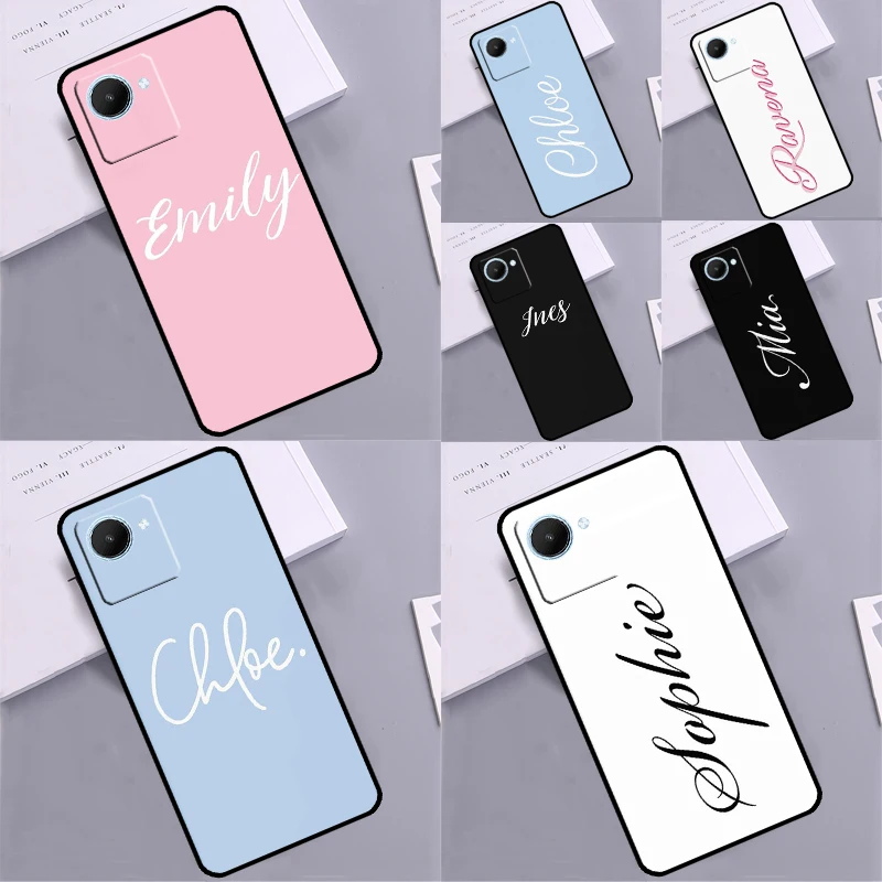 Signature Name Custom Monogram Case For Realme 10 9 11 Pro Plus GT Neo 5 3 2T 3T C11 C15 C25 C21Y C30 C31 C33 C35 C53 C55