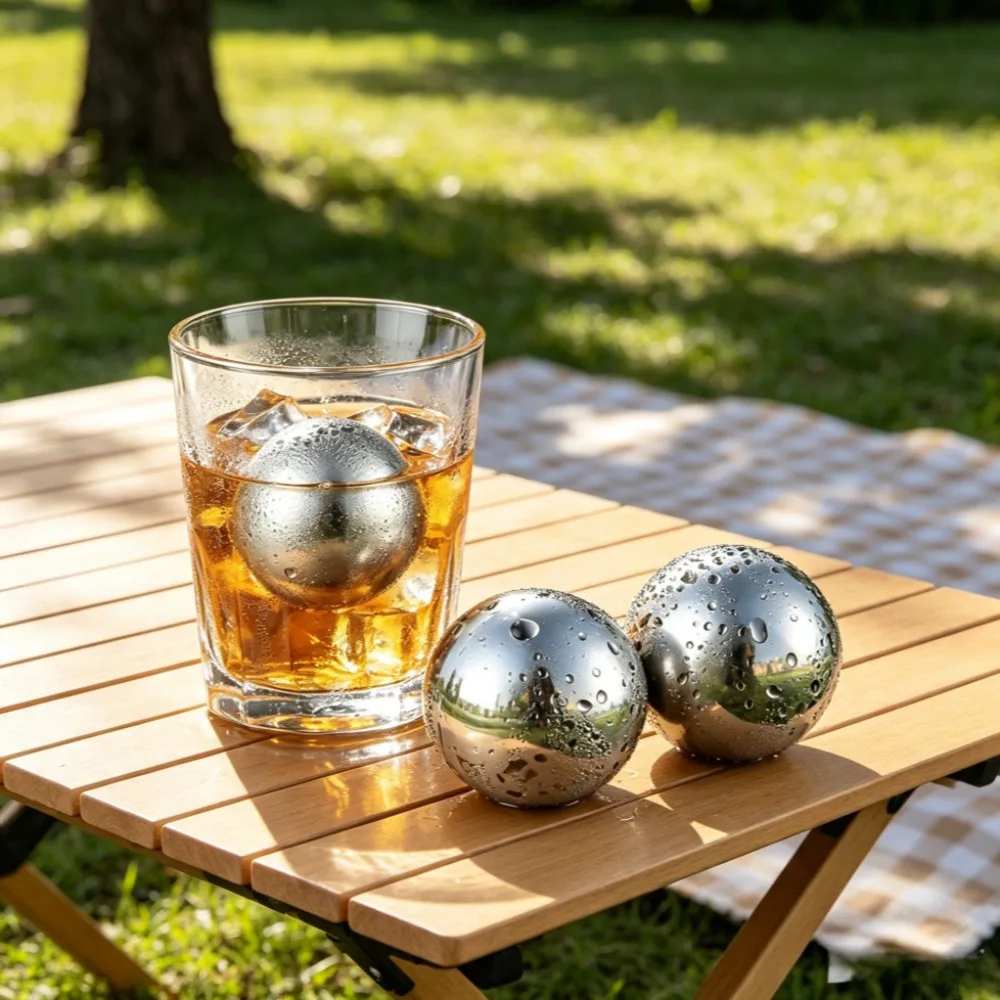 Reusable Ice Cubes & Metal Chilling Stones 304 Stainless Steel Whiskey Balls XL Extra Large Whiskey Ice Stones,Silver
