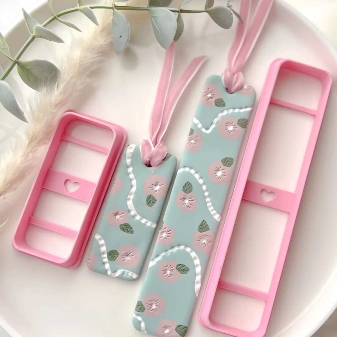 2-piece cute bookmark soft ceramic mold set, suitable for DIY earring, jewelry pendant, and handmade accessory production