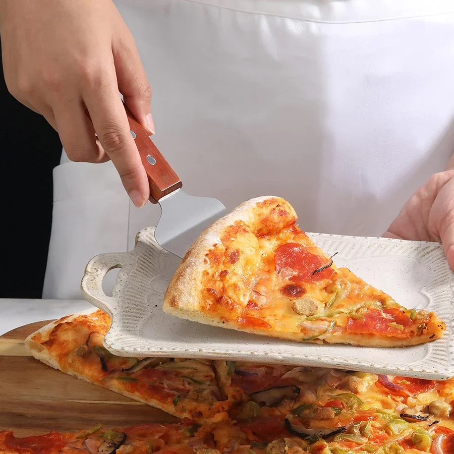 ملعقة بيتزا قشر البيتزا من الفولاذ المقاوم للصدأ مع مقبض مقاوم للحرارة غير قابل للانزلاق لفرن البيتزا والمطبخ المنزلي