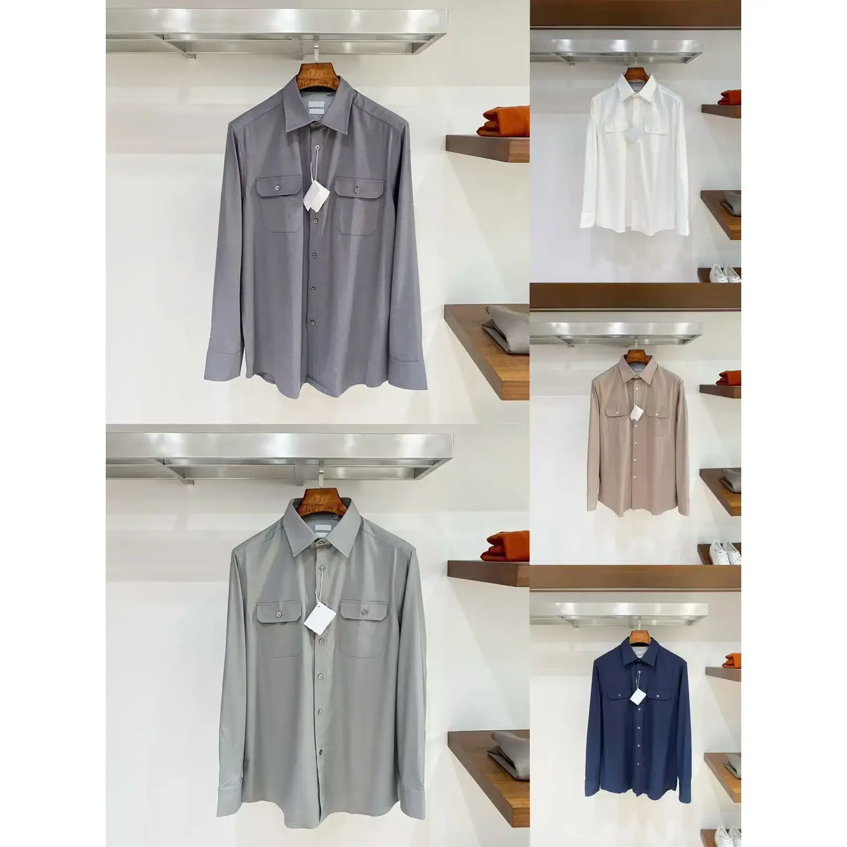 

Italian BC old money wind lapel collar business casual 26ss simple long-sleeved shirt
