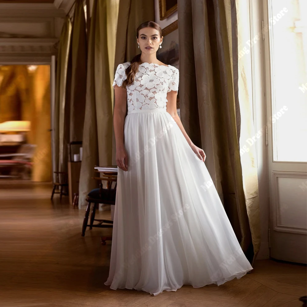 

Fascinating A-Line Wedding Dresses Sweetheart Collar Short Sleeves Bride Gowns Mopping Length Ball Vestido Para Mujer Customized