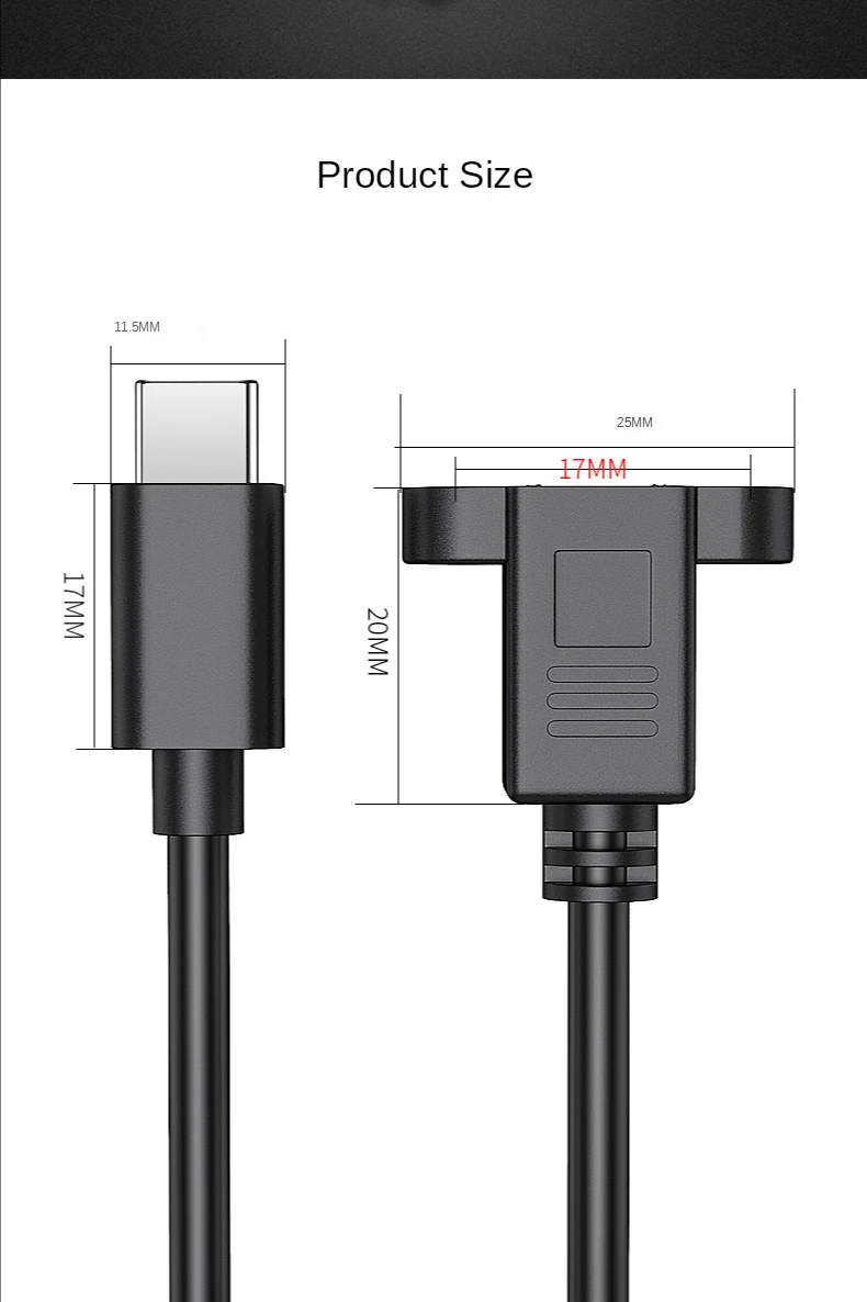 نوع-c تمديد كابل usb3.1 ذكر-أنثى الأذن ثقب المسمار يمكن إصلاح كابل بيانات كابل شحن الإصدار 2.0