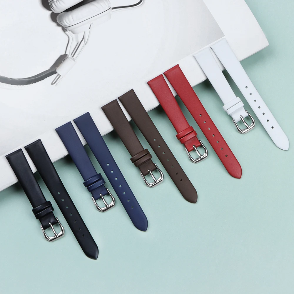 6mm 8mm 10mm 12mm 13mm 14mm 16mm 17mm Cowhide Leather Watch Strap Ultra Thin Soft Bracelet for Women Men Universal Wrist Band image 3