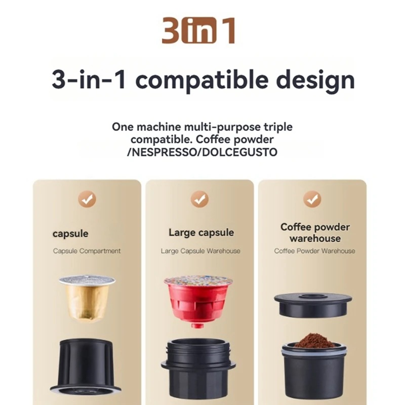 Portable Coffee Maker Electric Espresso Machine High-Capacity (80ml) Non-Heating Version for Camping Travel Office White-A46I
