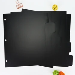 5 Sheets/set Simple Black Partition Divider A4 3 Hole Loose Leaf Detachable File Folder Hand Account Baffle Notebook Accessories