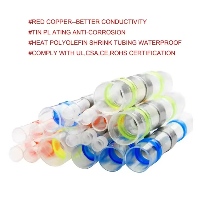 800pcs Solder Seal Wire Connectors Heat Shrink Insulated Electrical Wire Terminals Butt Splice CableCrimp Waterproof Automobile