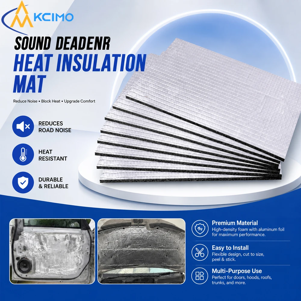 10/20Pcs Aluminum Foil Car Sound Deadener Mat, Self-Adhesive Heat Insulation Foam, Cuttable Durable Noise Reduction