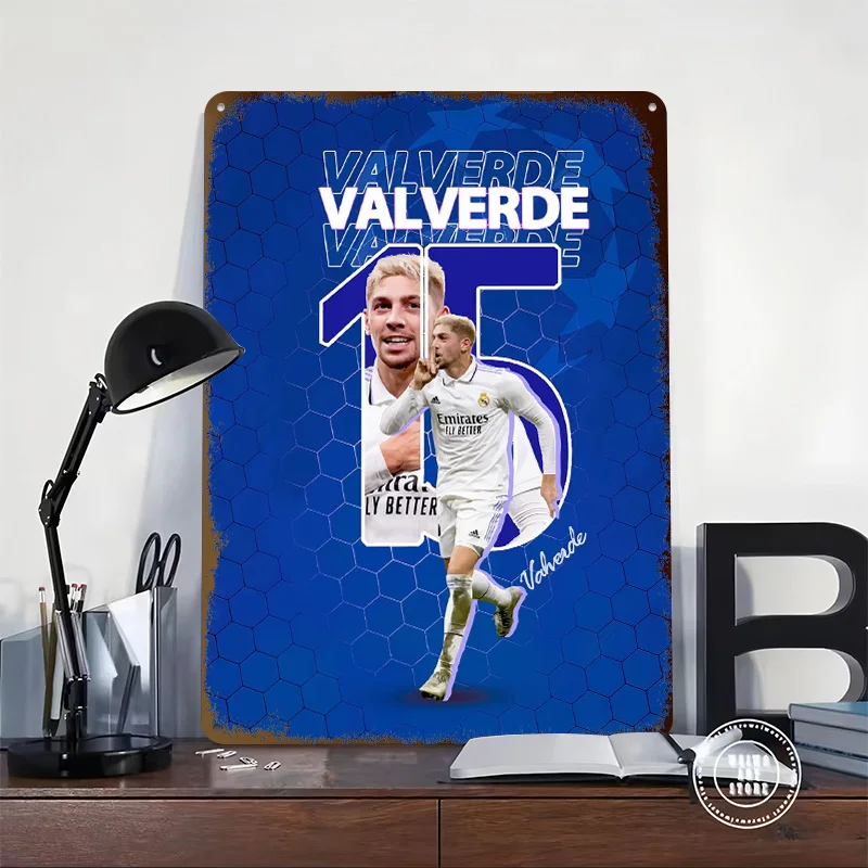 Federico Valverde Poster Retro 3D Printed Metal Signs Customized Wall Hanging Gift for Interior Decoration Living Room Ornaments