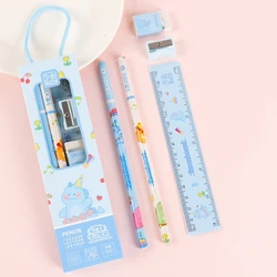 20Sets Portable Stationery Set Animal Cartoon Pencil Cute Ruler Children Pencil Sharpener Student Eraser School Supplies Gifts