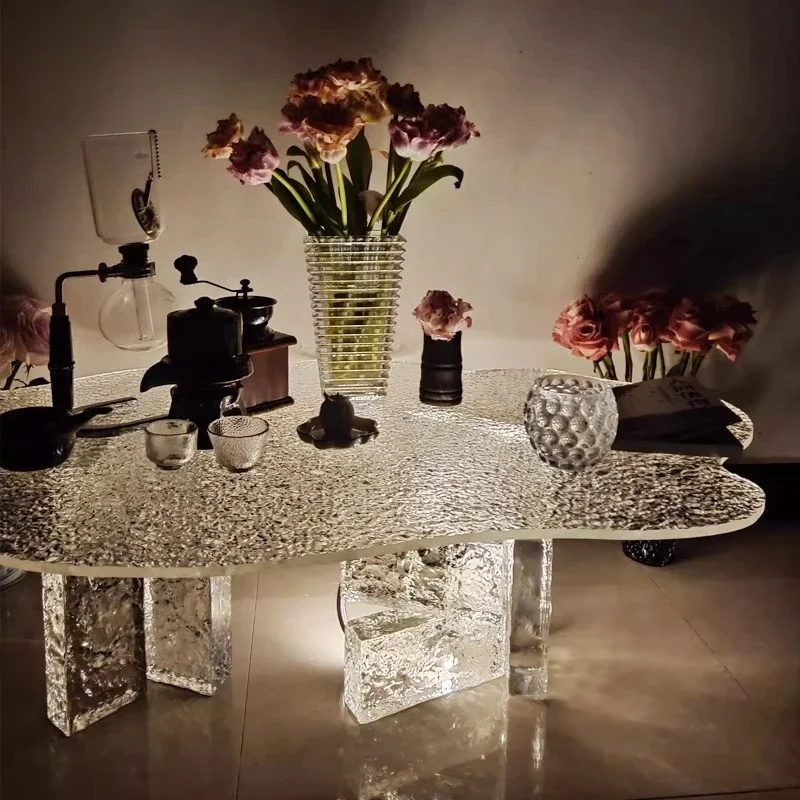 

Simple and creative acrylic cloud coffee table glass brick transparent edge size apartment living room props
