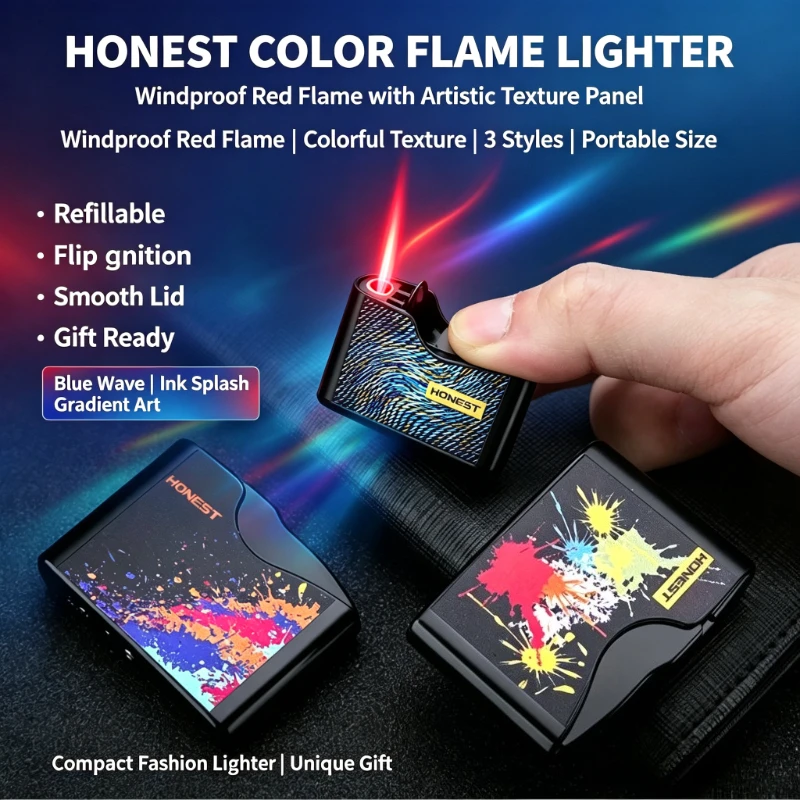Новая турбо-зажигалка Honest Jet Torch с красным пламенем, ветрозащитная, металлическая, заправляемая бутаном, для ценителей сигар и курящих трубки.