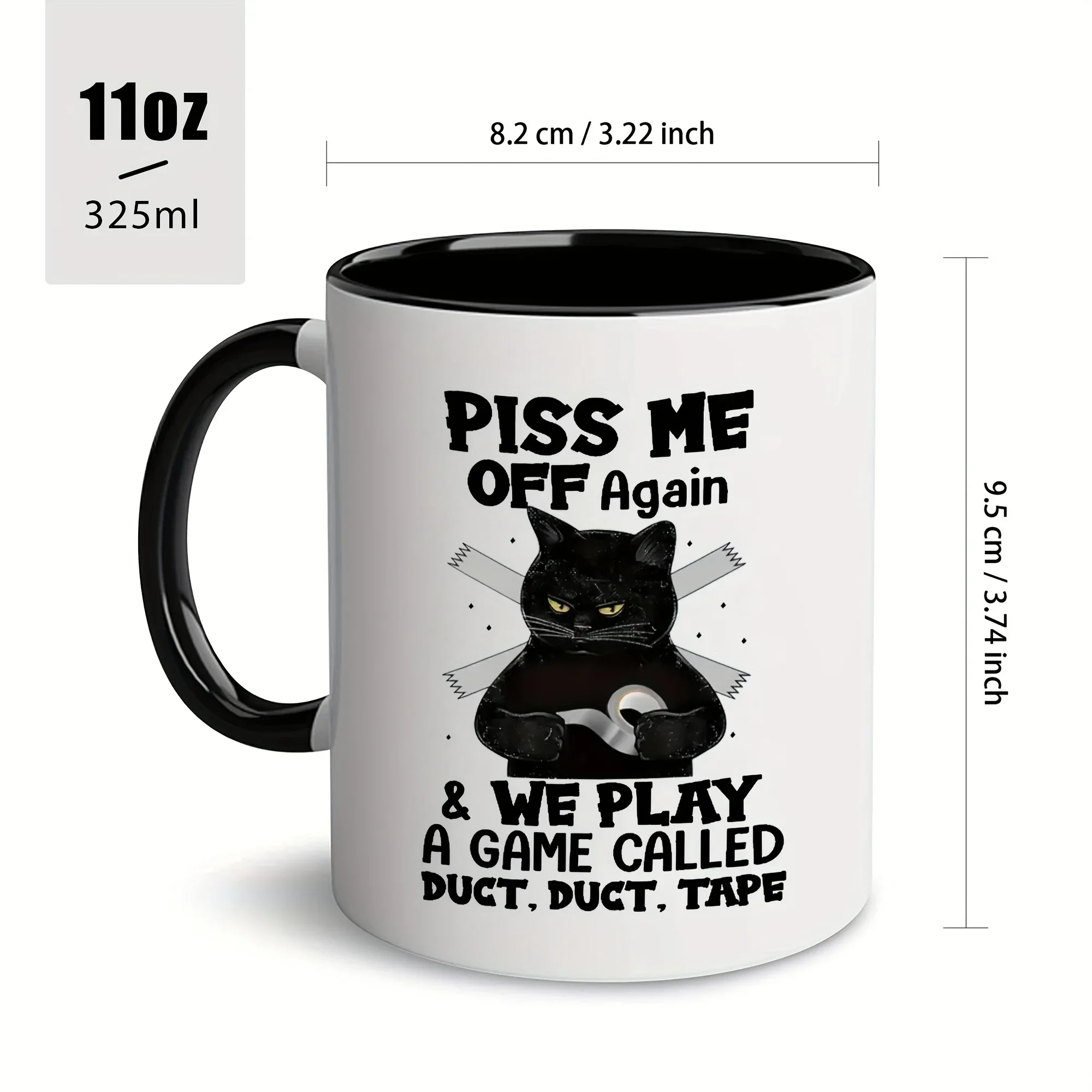 1pc, Ceramic Coffee Mug, Black Cat Design, Home Office Mug, for Coffee Lovers, Men and Women, Ready To Use Out of The Box