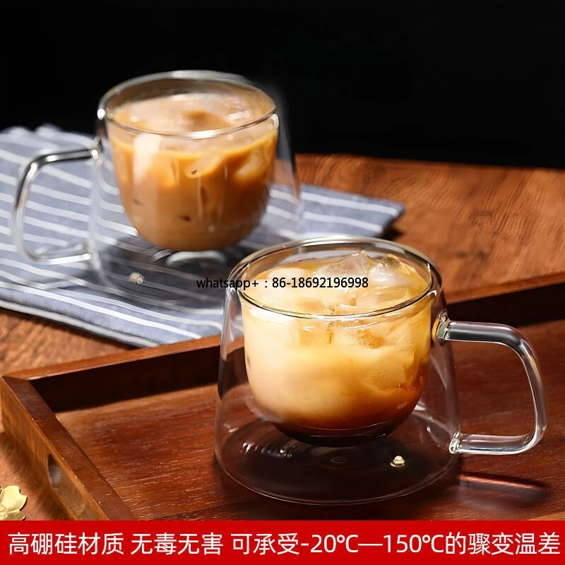 High Borosilicate Double-layer Thermal Insulation Glass Coffee Cup High-value Breakfast Milkheat-resistant with Handle Cup As