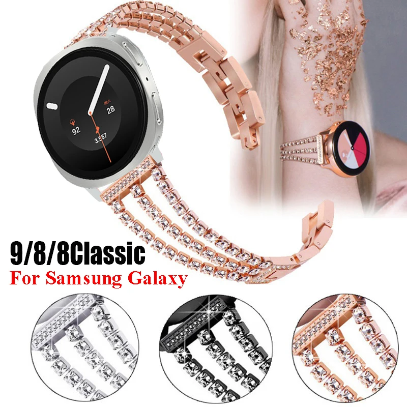 Diamond Strap for Samsung Galaxy Watch 9 8 44mm 40mm Shiny Design Luxury Women Bracelet for Samsung Galaxy 8 Classic 46mm Correa