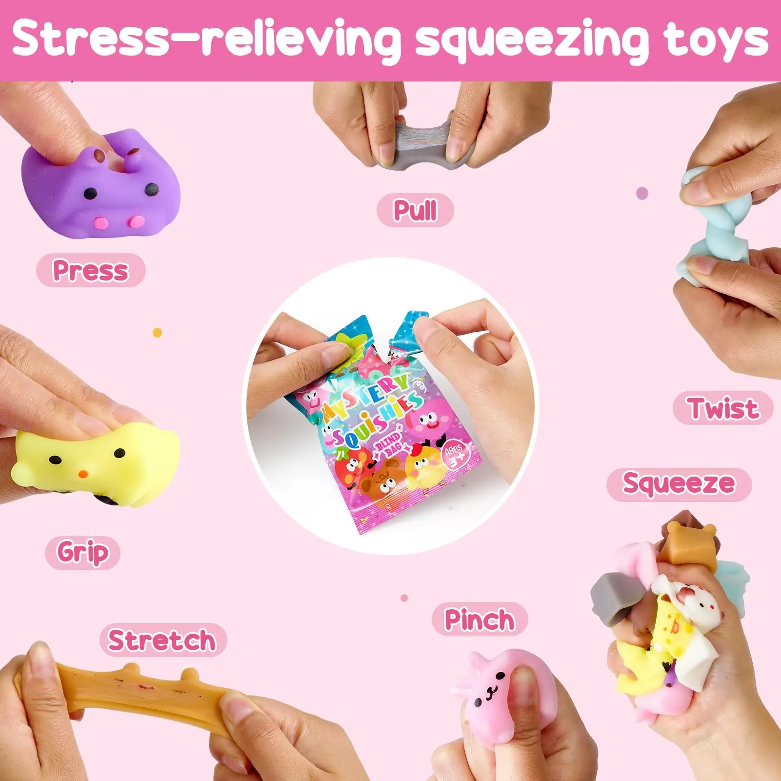 6/12/24 Stück Mochi Squishy Spielzeuge Niedliche Würfel-Tierfiguren Quetsch-Stressabbau-Spielzeuge Kindergeburtstag Party-Geschenk Klassenzimmer Geschenktüten-Füller – Detail 5