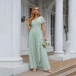 Vestidos bohemios de playa para madre de la novia, vestidos de manga corta con escote en V, vestidos de fiesta de boda, en oferta, 2023