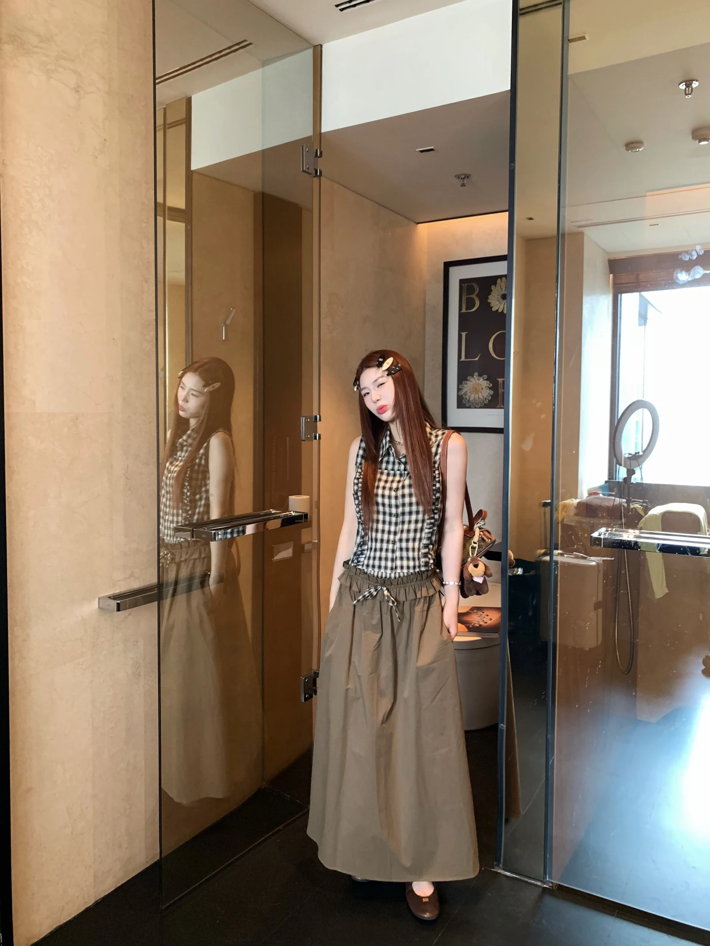 

Женский повседневный летний комплект: топ-жилет в клетку и юбка с вставками Small Lady Britney Petersburg Love Letter