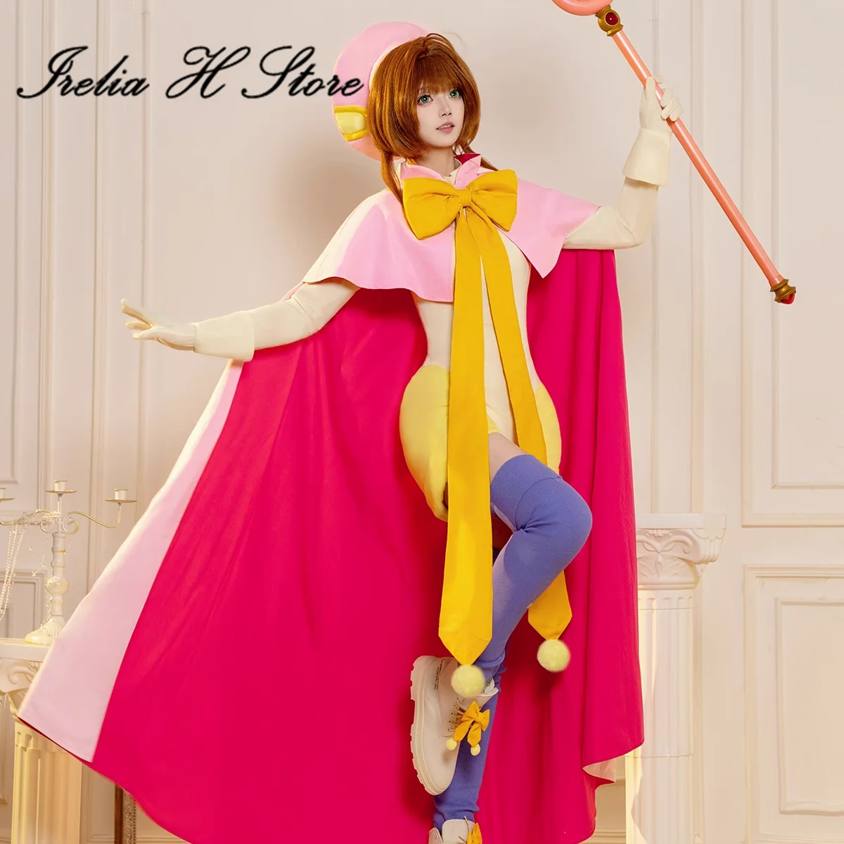 Irelia H sakura Card Captor Sakura Cosplay Costume women Anime dress with cape