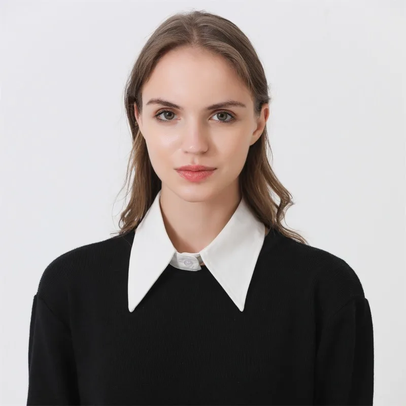 1 Pc Korean-style Chiffon Versatile and Fashionable Mock-neck Decorated Shirt with Single Collar