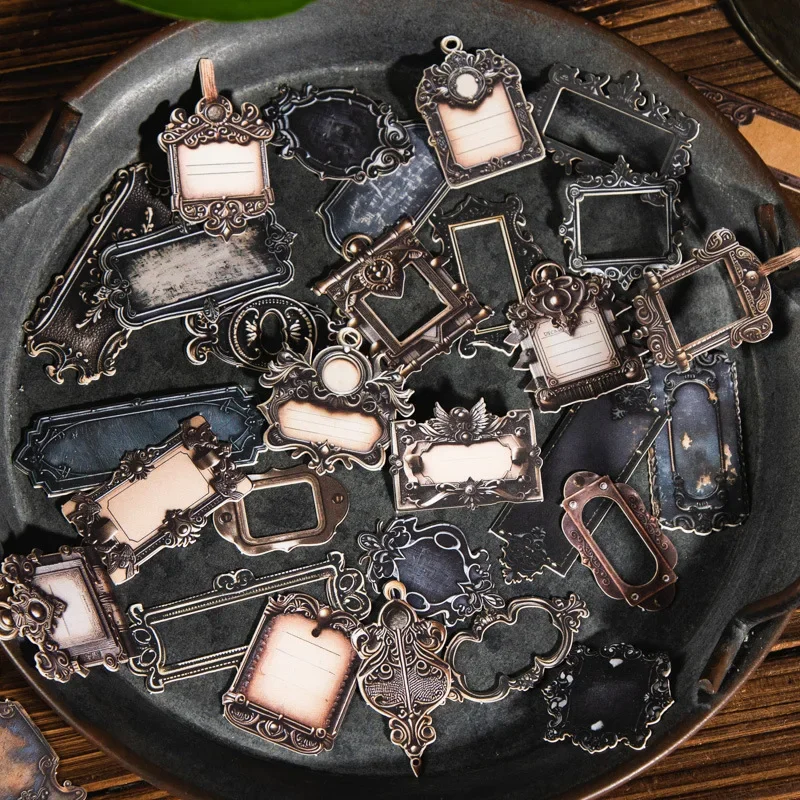 20 Pcs/pack Antique Metal Label Series Decorative Sticker Collage Scrapbooking Label Diary Album Journal Planner