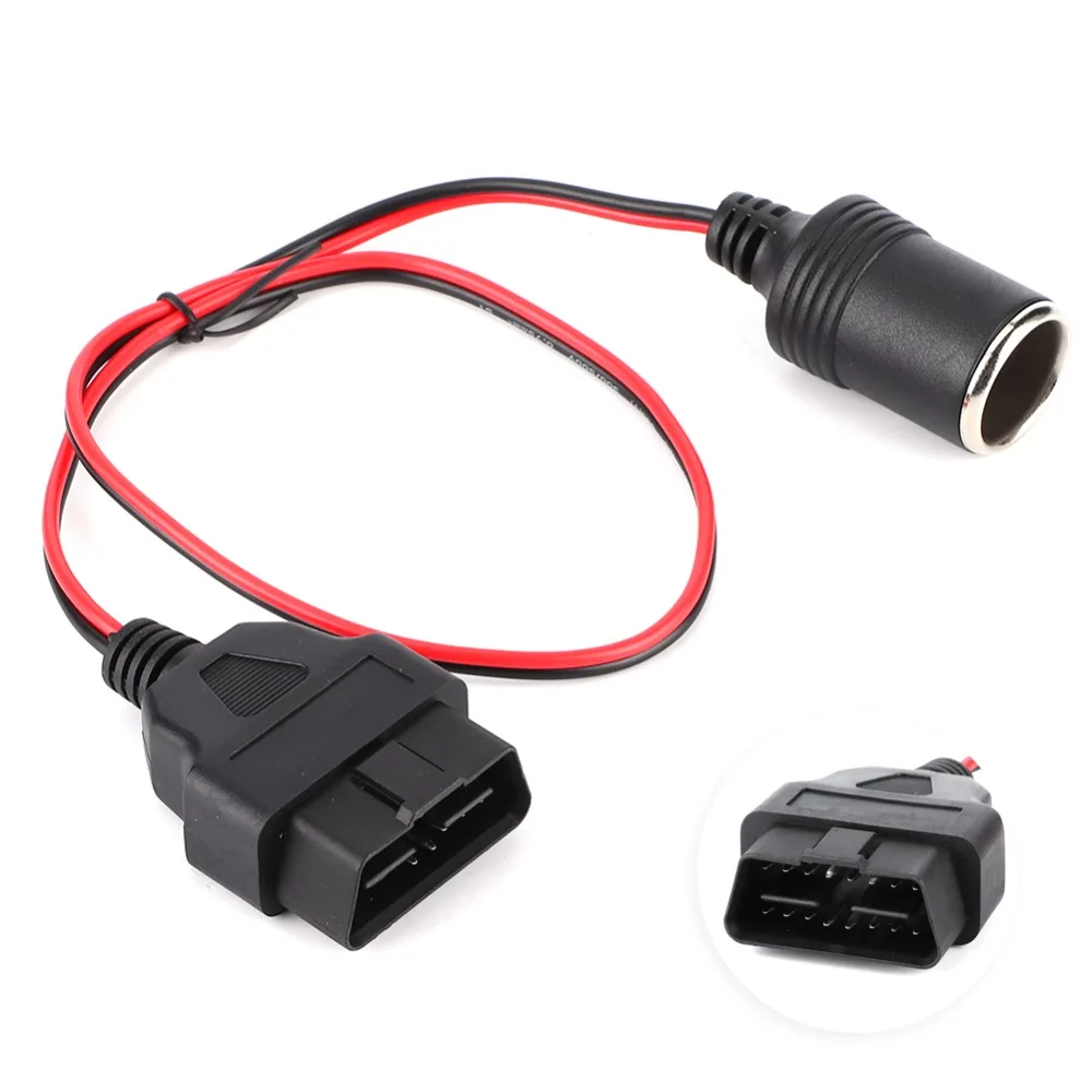 16Pin OBD2 Male Cigar Lighter 12V Cigar Lighter Bend-Durable Insulation OBD2 Equipment Plug-And-Play Cigar Lighter Adapter