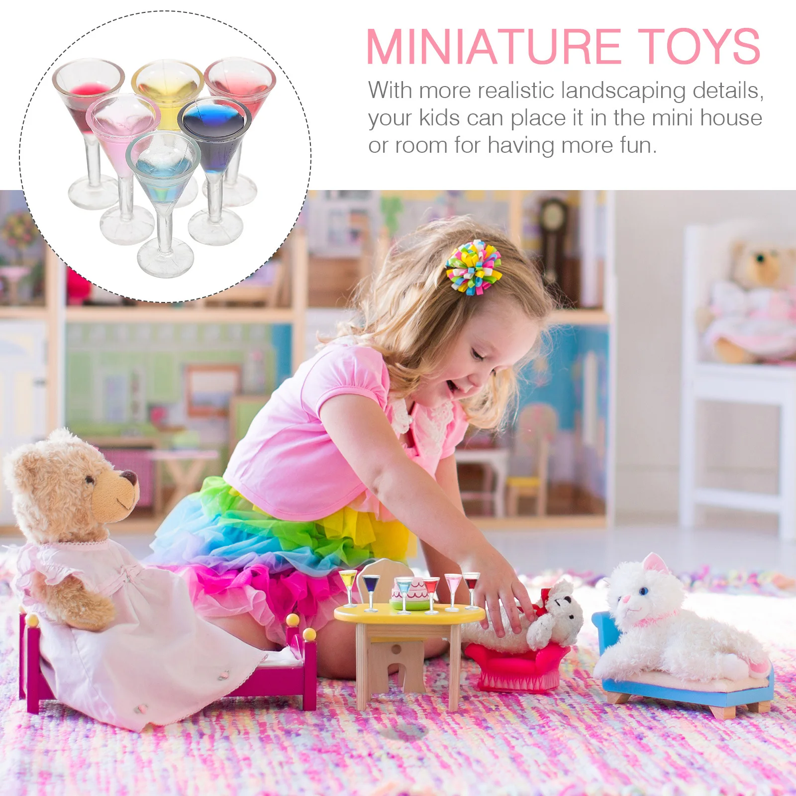 

6Pcs Mini Cocktail Glasses Chic Realistic Miniature Accessories for Home Photography Props Micro Decoration Miniature Toy