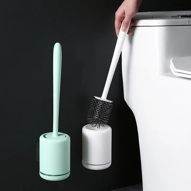 

WIKHOSTAR Toilet Brush Silicone Toilet Quick Drying Cleaning Brush Wall Mount Gap Brush with Holder Tool Bathroom Accessories