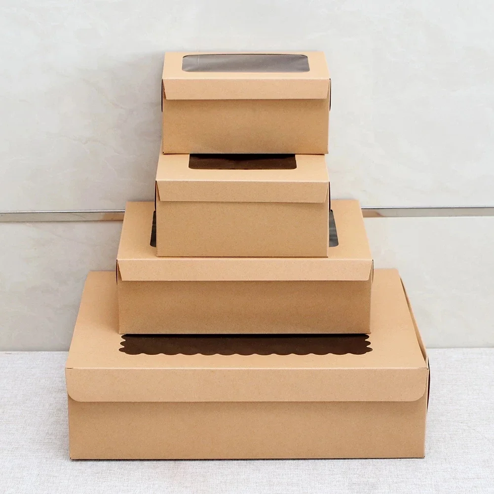 10Pcs/set Portable Transparent Window Cupcake Box Cake Biscuit Cookie Package Boxes Pastry Packaging Dessert Container Gift Box